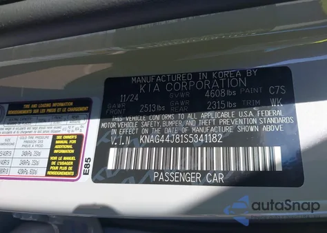 2025 Kia K5 Gt from USA, damaged, VIN KNAG44J81S5341182